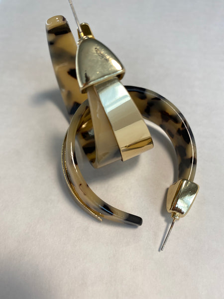 Cheetah Gold Resin Hoop Earrings - Umami Tea