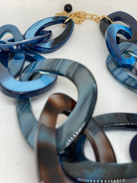 Dora -  Little Boy Blue Buffalo Horn Necklace Set - Umami Tea